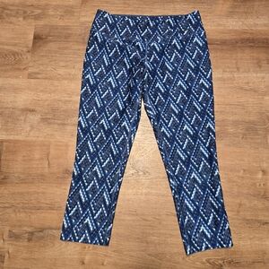 Nike Dri-FIT Blue Teal Patterned Capri Leggings Large
